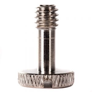 Befestigungsschraube mit UNC-1/4"-Gewinde, 20 mm Schaftlänge und geriffeltem Rändelkopf für Kamerarigs.