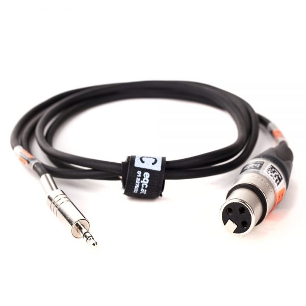 Adapterkabel mit Klinkenstecker und XLR-Buchse, 1 m Länge, führt das Signal symmetrisch (TRS).