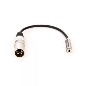 Kurzes Adapterkabel mit 3,5-mm-Stereo-Klinkenbuchse und XLR-Stecker, 20 cm Länge, für Audiogeräte.