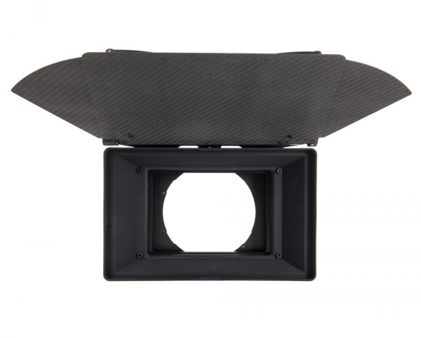 ARRI LMB 4x5 3-Stage Klemm-Kompendium, eine leichte Matte Box mit drei Filterstufen und Sonnenblende.