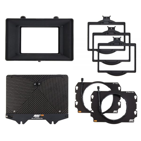 ARRI LMB 4x5 3-Stage Klemm-Kompendium, eine leichte Matte Box mit drei Filterstufen und Sonnenblende.
