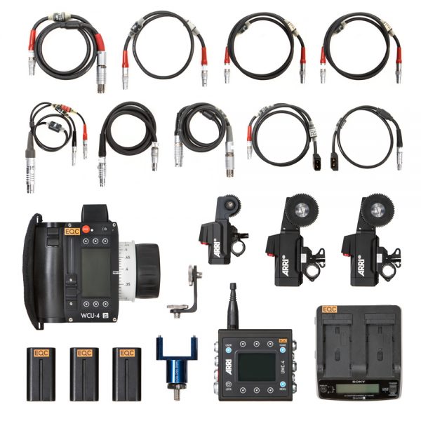 ARRI WCU-4 Funkschärfe Set, drahtlose 3-Achsen-Handeinheit mit umfangreichem Kabel- und Akkuzubehör.
