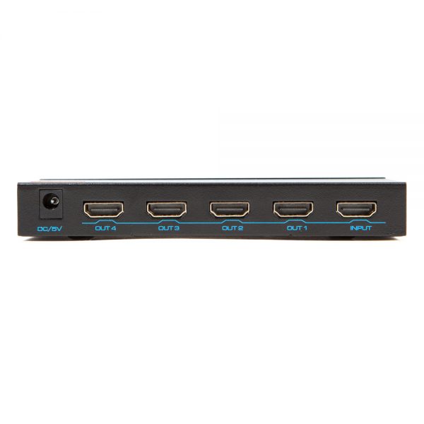 Acelink 4K HDMI-Verteiler mit einem Eingang und vier Ausgängen, unterstützt Auflösungen bis 4K bei 30 Hz.