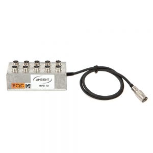 Ambient Recording HVB-10 Hirose-Verteilerbox mit zehn 4-Pin-Hirose-Ausgängen aus Aluminium.