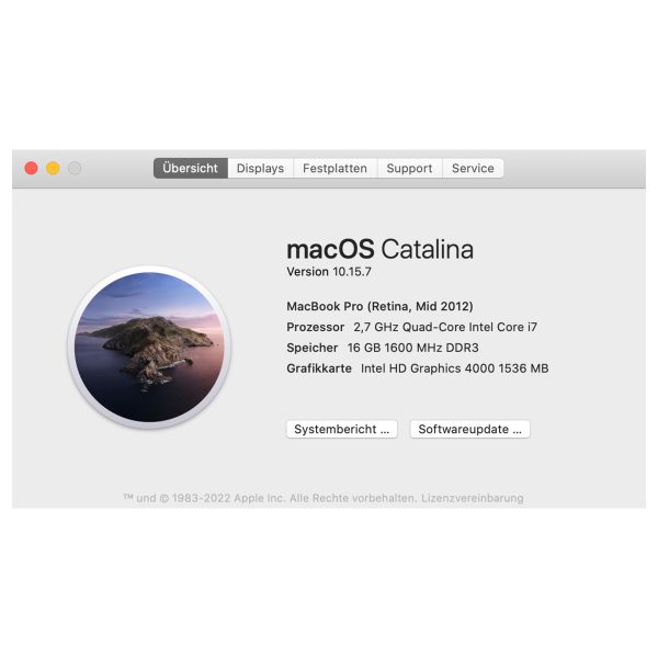Apple MacBook Pro 15 Zoll DIT-Station mit 2,7 GHz Intel Core i7 und vorinstallierter Silverstack-Software.