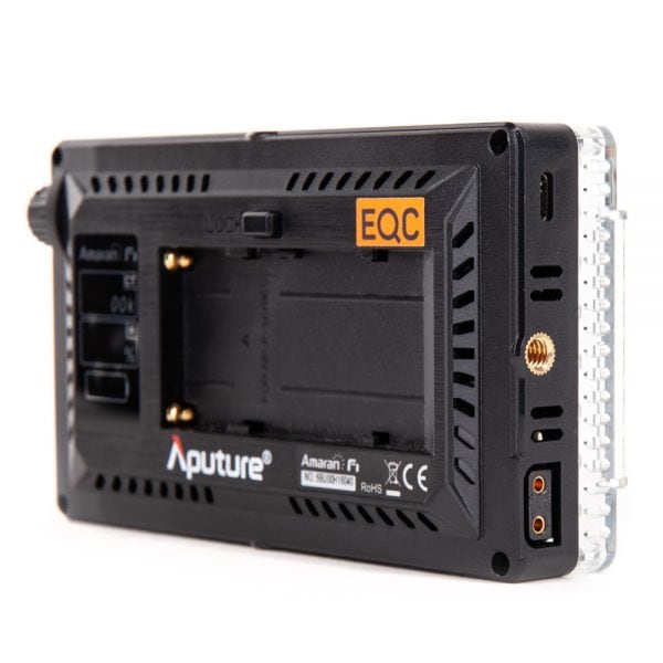 Aputure Amaran AL-F7 LED-Panel mit D-Tap- und USB-C-Stromeingang sowie NP-F-Akkuhalterung.
