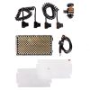Aputure Amaran AL-F7 LED-Panel-Set mit D-Tap-Kabel, Kaltschuhhalterung und zwei Diffusoren.