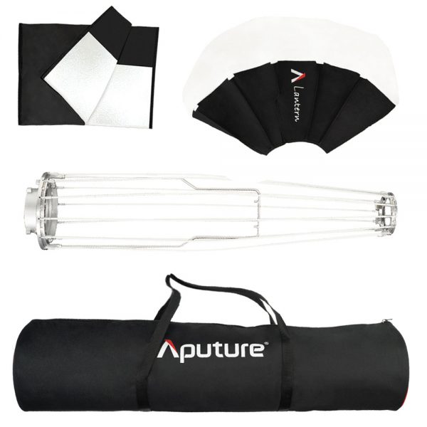 Aputure Lantern Softbox mit zusammenlegbarem Gestänge, Diffusorstoff und eigener Tragetasche.
