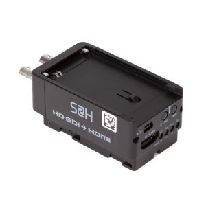 Atomos Connect S2H Konverter wandelt ein SDI-Signal in HDMI um und läuft auch im Akkubetrieb.