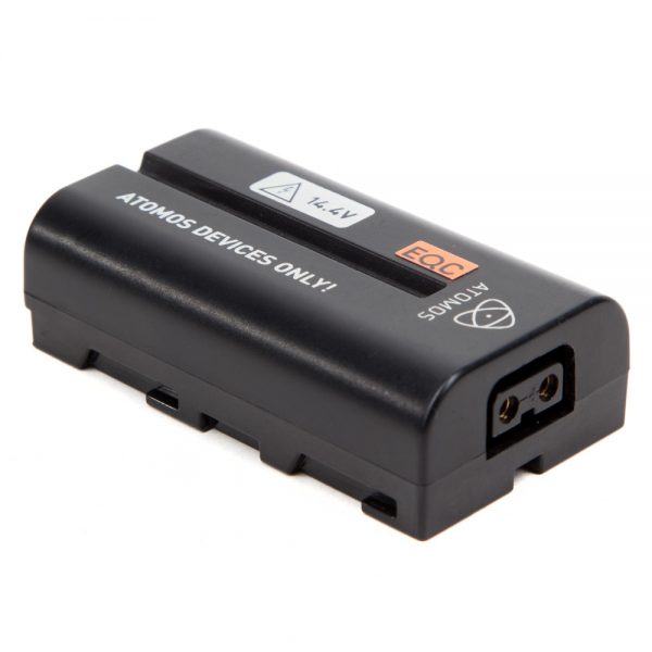 Atomos D-Tap-DC-Stromadapter versorgt Recorder oder Monitor aus einem V-Mount- oder Gold-Mount-Akku.