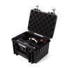 4K-Recorder und 7-Zoll-Monitor, wandelt zwischen HDMI und 12G-SDI, inklusive Master Caddys und Kartenleser. Atomos Shogun 7-Zoll-Recorder liegt mit dem Kabelzubehör im gepolsterten Transportkoffer.