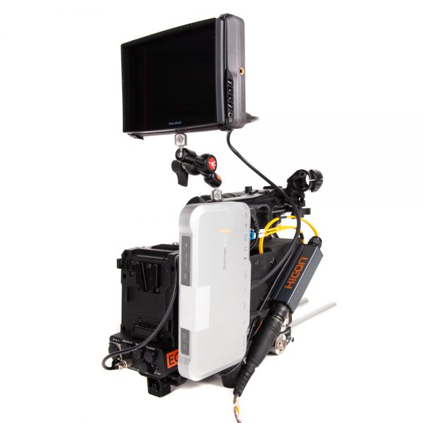 Blackmagic ATEM Kamera Converter Set für die Sony PXW-FS7 wandelt SDI und HDMI auf Singlemode-Glasfaser mit LC-Anschluss um.