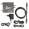 Wandelt den IP-Streaming-Ausgang des ATEM Mini Pro in SDI- und HDMI-Signale für Monitor oder Broadcast-Technik. Blackmagic Design ATEM Streaming Bridge im Set mit Netzteil und Anschlusskabeln.