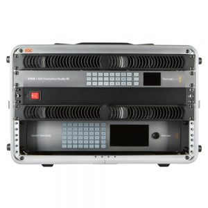 Blackmagic Design Mobile Live Editing Unit 4K Bildmischer mit 10-Kanal-SDI-Switcher und ATEM 1 M/E Broadcast Panel.