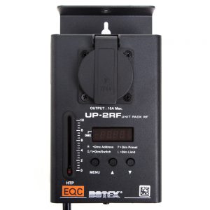 Botex UP-2RF Dimmerpack mit Schuko-Ausgang, Display und Handrad zur stufenlosen Helligkeitsregelung bis 2,3 kW.