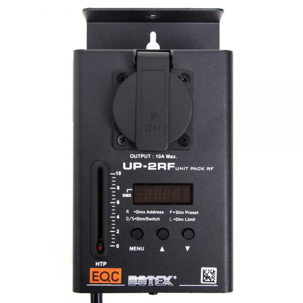 Botex UP-2RF Dimmerpack mit Schuko-Ausgang, Display und Handrad zur stufenlosen Helligkeitsregelung bis 2,3 kW.