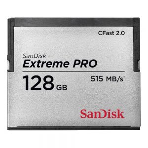 SanDisk Extreme PRO CFast-2.0-Speicherkarte mit 128 GB Kapazität und Lesegeschwindigkeit bis zu 525 MB/s.