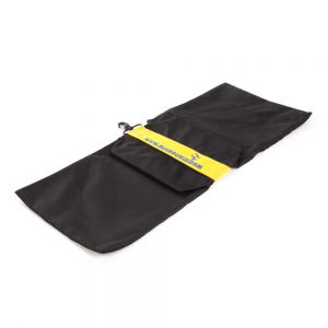 California Sunbounce Sandsack leer aus Ballistiknylon mit gelbem Markenband und Klettverschluss.