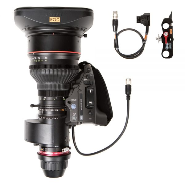 Canon CN10x25 25-250mm T2.95 Cine-Servo-Zoomobjektiv mit eingebautem 1,5x-Extender bis 375mm.