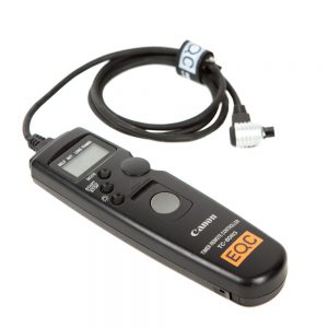 Canon TC-80N3, ein kabelgebundener Timer-Fernauslöser mit LCD-Anzeige und Intervalometer-Funktion.