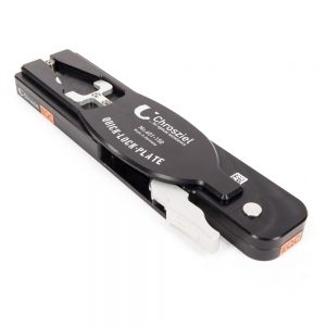 Chrosziel 401-150 Quick-Lock-Stativplatte aus Aluminium in Luftfahrtqualität mit patentiertem Schnellverschluss.