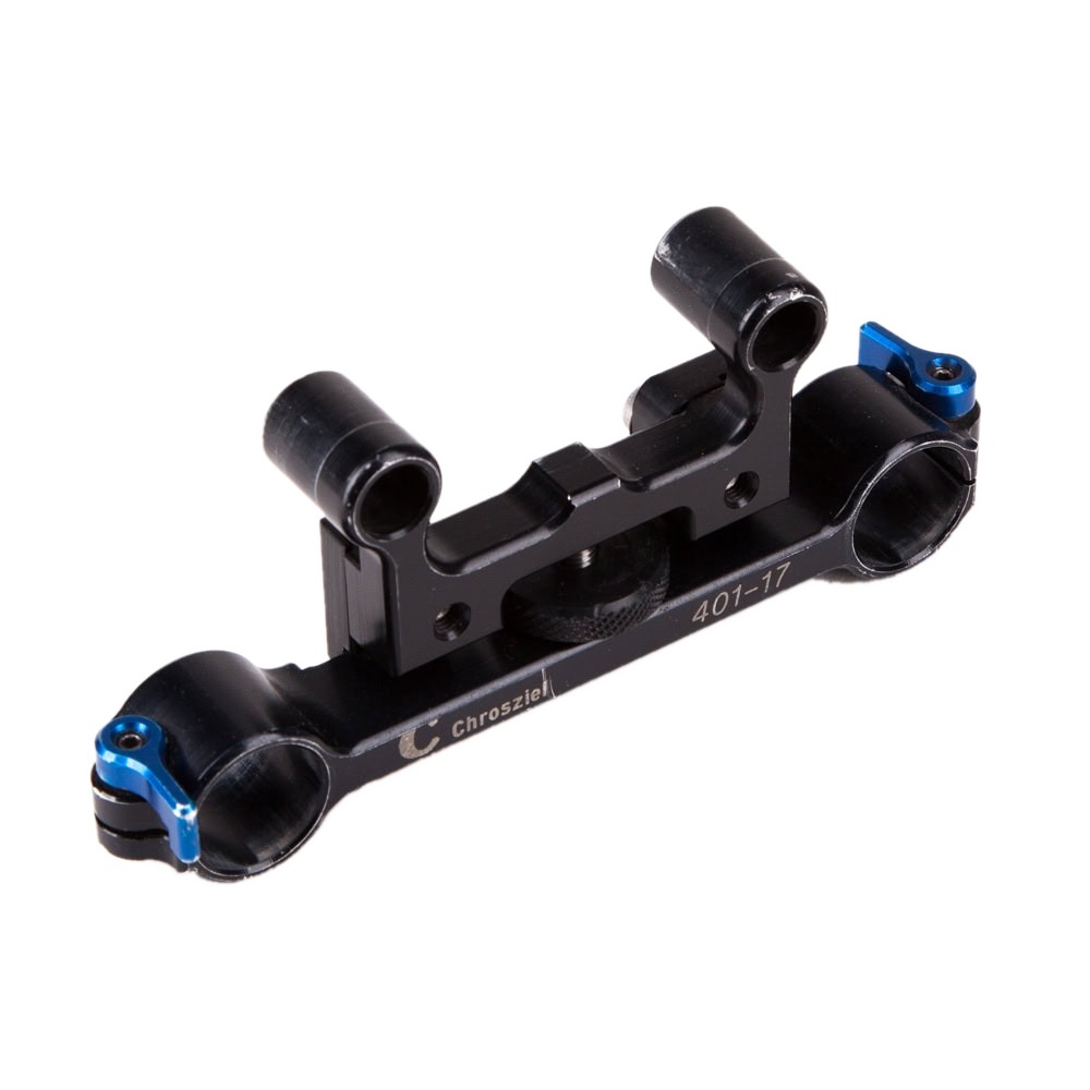 Chrosziel 401-17 Schienenadapter mit horizontal und vertikal justierbaren 15-mm-Aufnahmen für 19-mm-Rod-Rigs.