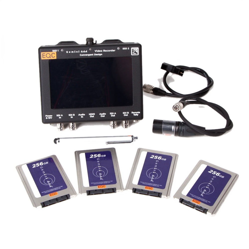 Convergent Design Gemini 4:4:4 Field-Recorder mit 5-Zoll-Touchscreen und zwei wechselbaren SSD-Slots.