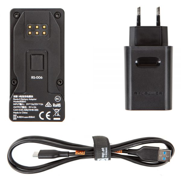 DJI Ronin-S Batterie-Adapter zum Laden des Griffs per USB-Typ-C ohne angeschlossenen Gimbal.