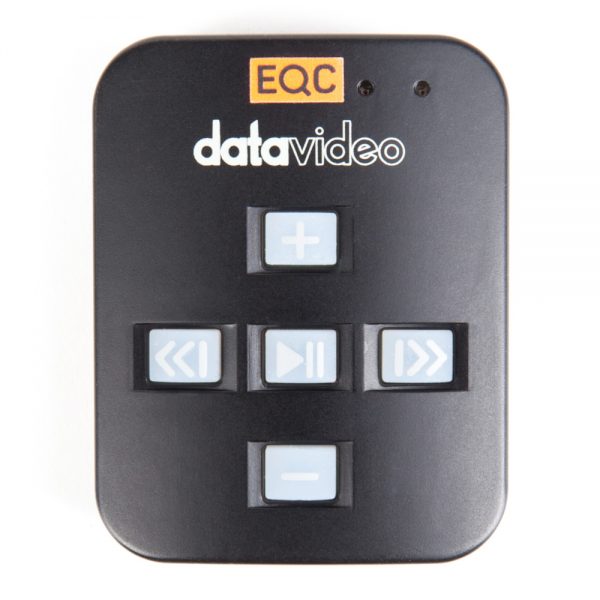 Datavideo WR-500 Bluetooth-Fernsteuerung für Teleprompter mit Wiedergabe-, Pause- und Sprungmarken-Tasten.