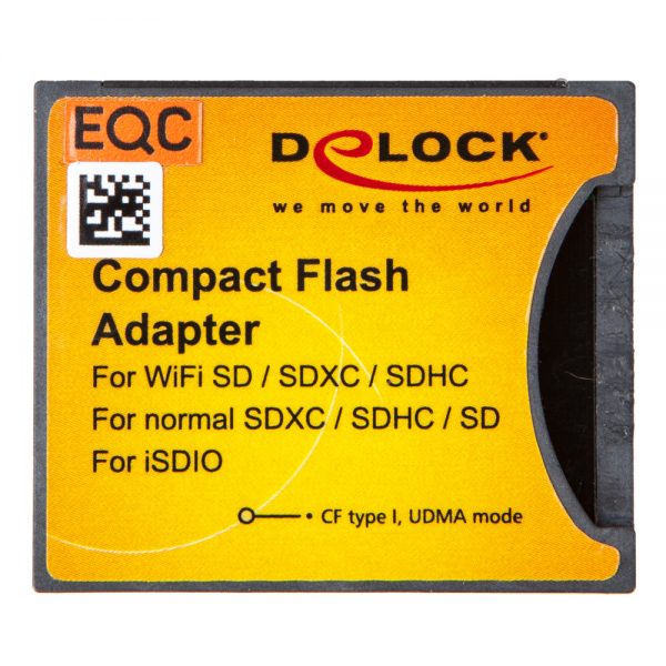 Delock CompactFlash-Adapter für SD-Karten im CF-Typ-II-Format, mit Übertragungsrate bis 25 MB/s.