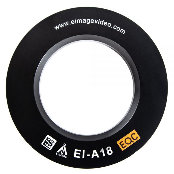 E-Image EI-A18 ist ein Adapterring, der eine 150-mm-Stativschale werkzeuglos auf eine 100-mm-Schale verkleinert.