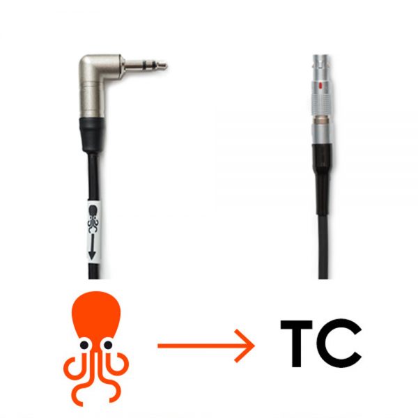 Tentacle Sync Adapterkabel mit 3,5-mm-Miniklinke auf 4-poligen LEMO-Stecker für RED-Kameras mit LEMO-Timecode-Eingang.
