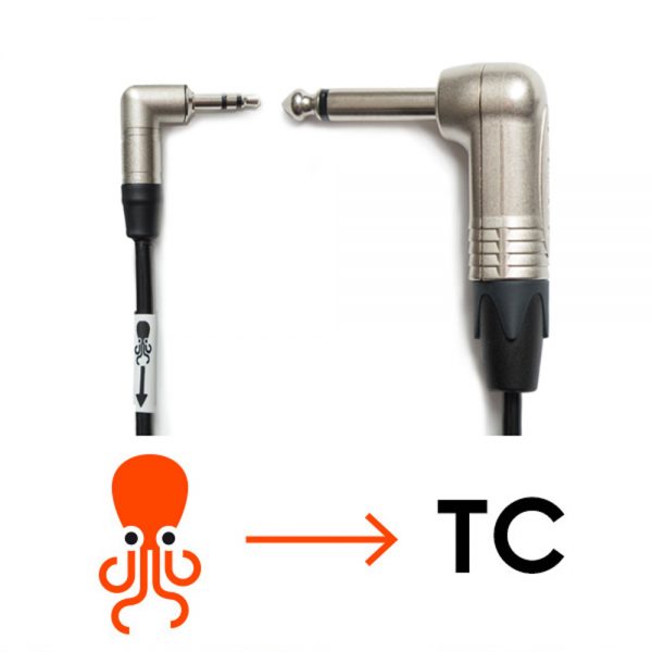 Tentacle Sync Adapterkabel, ein Timecode-Kabel mit 3,5-mm-Miniklinke auf 6,3-mm-Klinke, 35 cm lang.