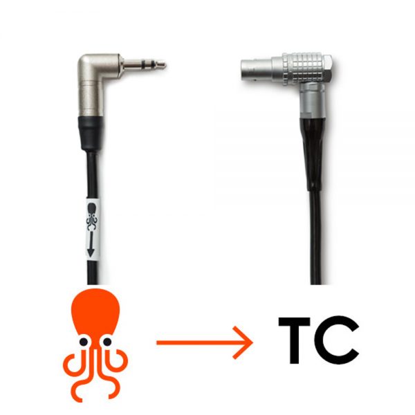 Tentacle Sync Adapterkabel mit 3,5-mm-Miniklinke auf 90-Grad-LEMO-5-Pin-Stecker für die ARRI ALEXA Mini.