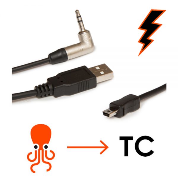 Tentacle Sync Y-Kabel führt Timecode und Ladestrom gleichzeitig über 10-poliges Mini-USB an die GoPro HERO3/HERO4.