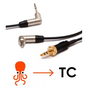 Tentacle Sync Y-Adapterkabel verbindet Tentacle-Gerät und Sennheiser-Evolution-Empfänger an einem 3,5-mm-Eingang.