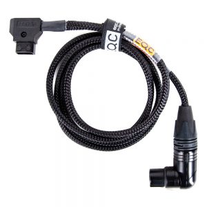 EQC D-Tap zu XLR4F-Netzkabel, 1,2 m, mit um 90 Grad abgewinkeltem XLR-Anschluss.