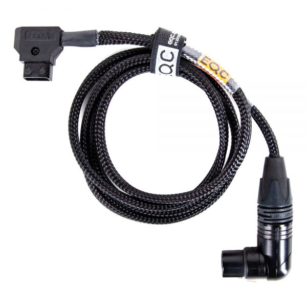 EQC D-Tap zu XLR4F-Netzkabel, 1,2 m, mit um 90 Grad abgewinkeltem XLR-Anschluss.