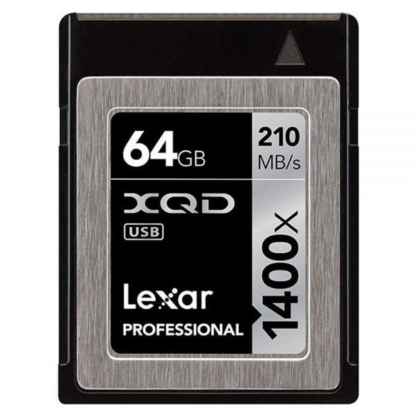 Lexar Professional XQD-Speicherkarte mit 64 GB Kapazität und 1400-facher Geschwindigkeit (ca. 210 MB/s).