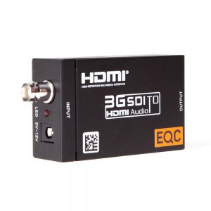 Liqoo Signalwandler von SDI auf HDMI mit einer Bandbreite bis 3G und eingebetteter Tonübertragung.