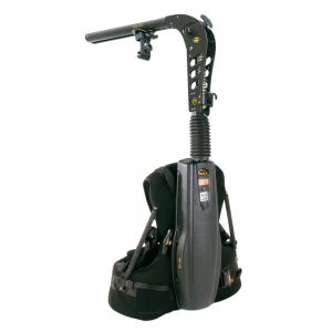 Easyrig Vario 5 mit Gimbal Rig Weste und Stabil G2 Tragsystem mit faltbarem Stoßdämpfer-Arm.