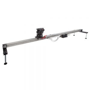 FloatCam Dolly Crane SD Slider mit montiertem Fluidkopf und maximaler Traglast von 12 kg.