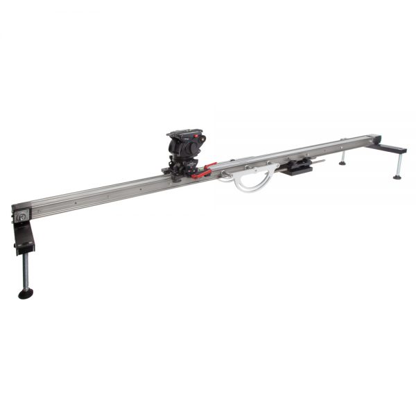 FloatCam Dolly Crane SD Slider mit montiertem Fluidkopf und maximaler Traglast von 12 kg.
