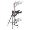 Im Mini-Jib-Modus erreicht der Aufbau eine maximale Höhe von rund 290 cm. FloatCam Dolly Crane SD Slider senkrecht aufgerichtet für vertikale Kamerafahrten.