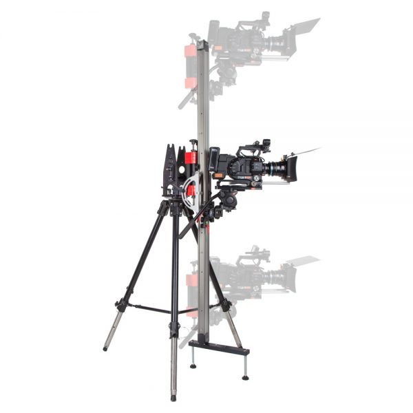 FloatCam Dolly Crane SD Slider senkrecht aufgerichtet für vertikale Kamerafahrten.