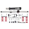 Der Lieferumfang umfasst Schiene, Stativbeine und Montagezubehör für den kompletten Aufbau. FloatCam Dolly Crane SD Slider mit sämtlichen Anbauteilen und Stativbeinen im Lieferumfang.