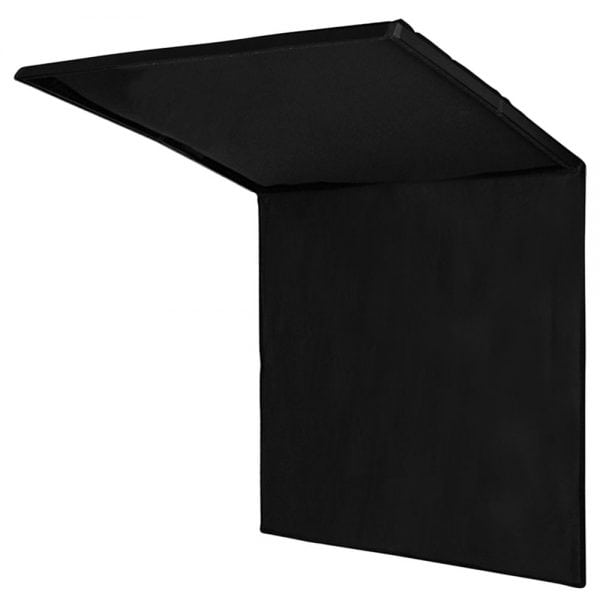 Floppy 120 x 120 cm mit ausgeklapptem Zusatzflügel zur verdoppelten Abschattungsfläche.