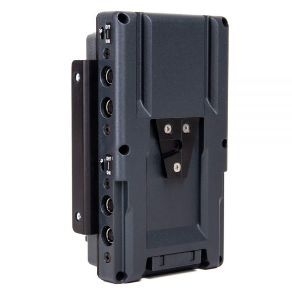 Hawk-Woods VL-CA4X V-Mount-Stromadapter versorgt Kamera und Zubehör über vier Hirose- und einen D-Tap-Ausgang.