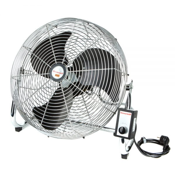 Honeywell HV-180E Windmaschine mit Metallgehäuse und Drehregler für drei Lüfterstufen.