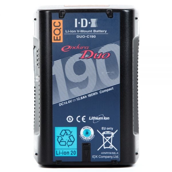IDX Endura DUO-C190 V-Mount-Lithium-Ionen-Akku mit 185 Wattstunden für Cine-Kameras.
